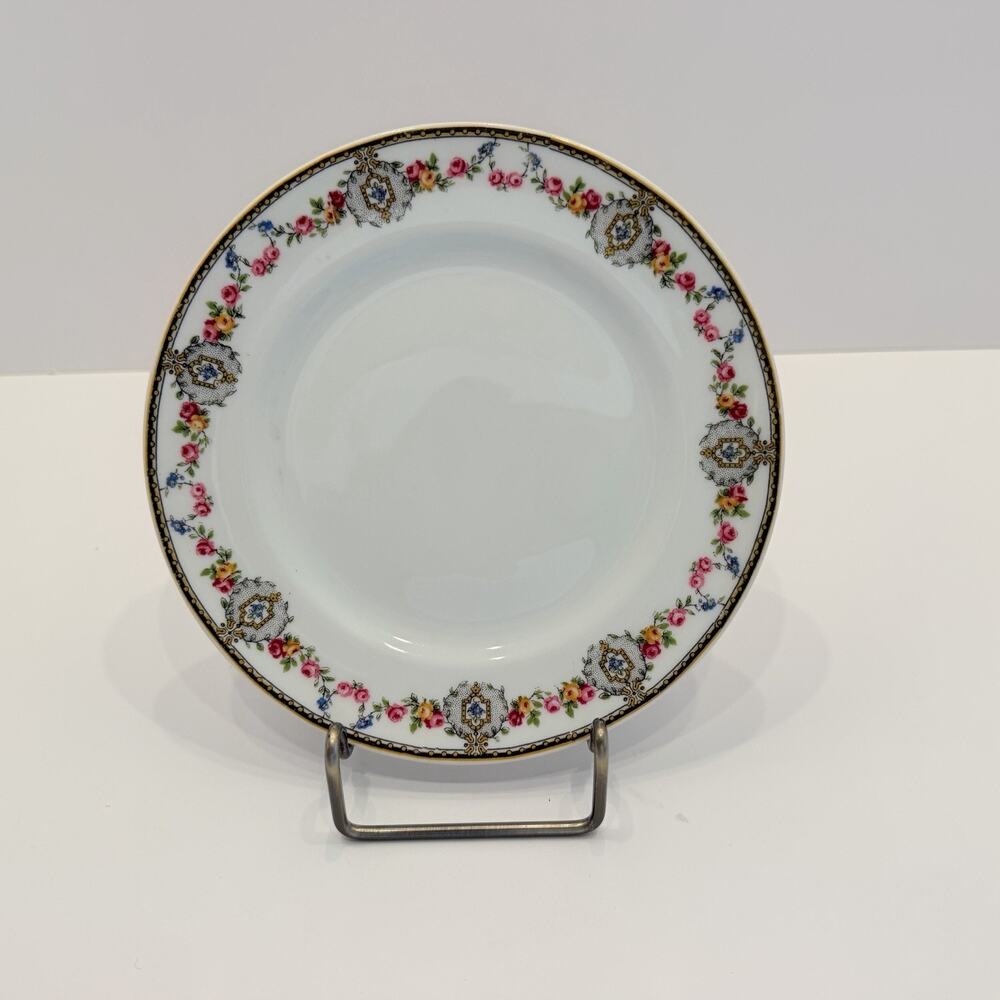 Limoges Charles Ahrenfeldt Bread&Butter Plates 6 1/2" (Set of 9) Floral/Gold Rim